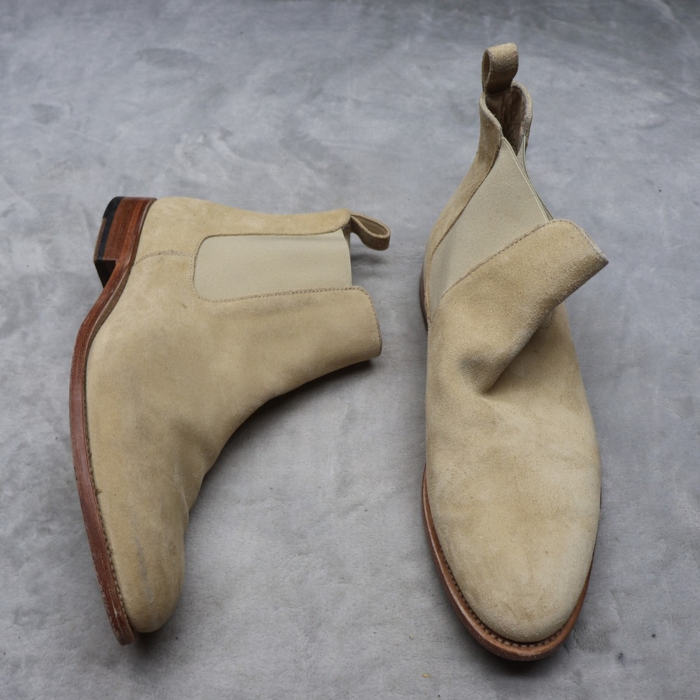 Lucent Men 11.5 Chelsea Boots White Suede Goodyear Welt Leather Sole Casual 45EU